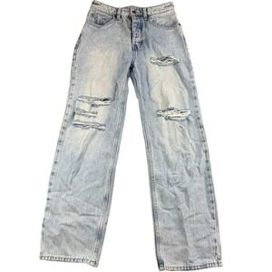 Ksubi Brooklyn Jeans Women 26 Blue Sense Sliced Distressed Ripped Denim Straight
